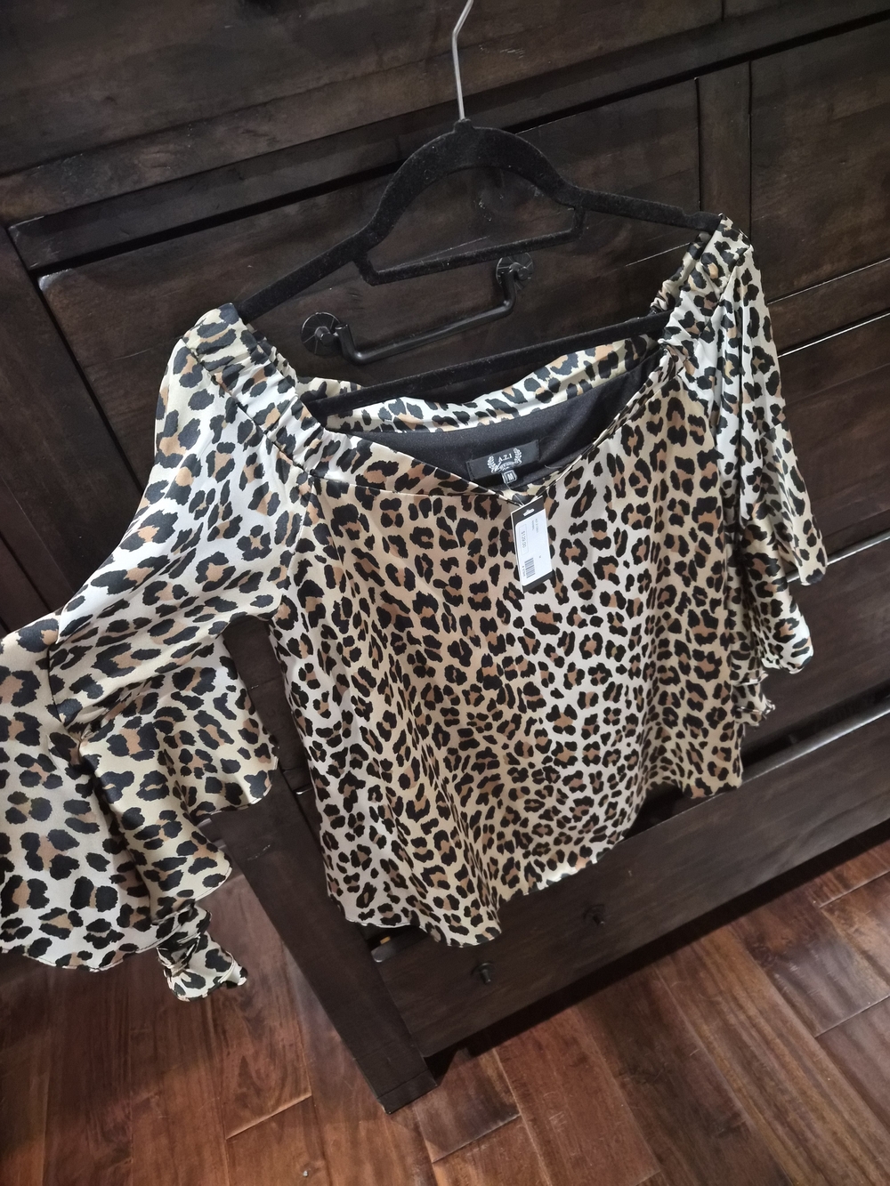 Boutique 9 Leopard Print Off-Shoulder Top - Tan & Black